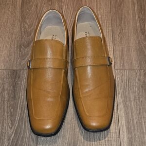 Perry Ellis Portfolio: Tan Leather Slip-On Loafers